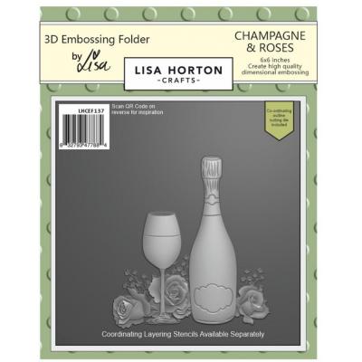 Lisa Horton Crafts 3D Embossing Folder - Champagne And Roses